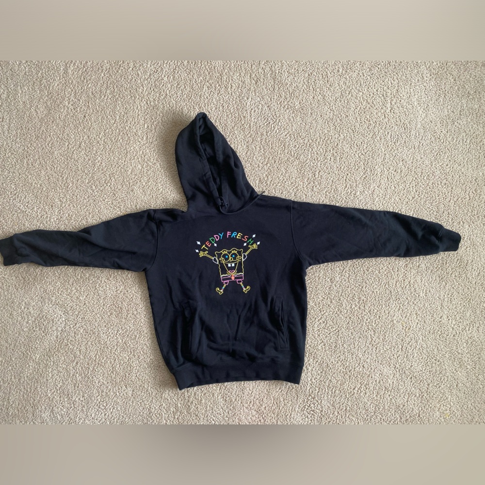 SpongeBob x Teddy Fresh black sweatshirt collab.